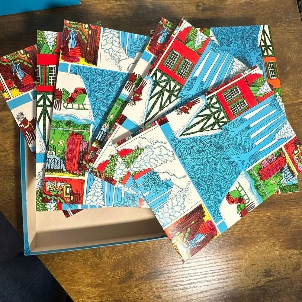Vintage Christmas Gift‎ Boxes Nesting Heavy Duty Unique set 10 Santa Sleigh